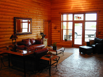 Stained Glass Window Accents......... Flloor is stained and polished concrete stamped with a pattern..........